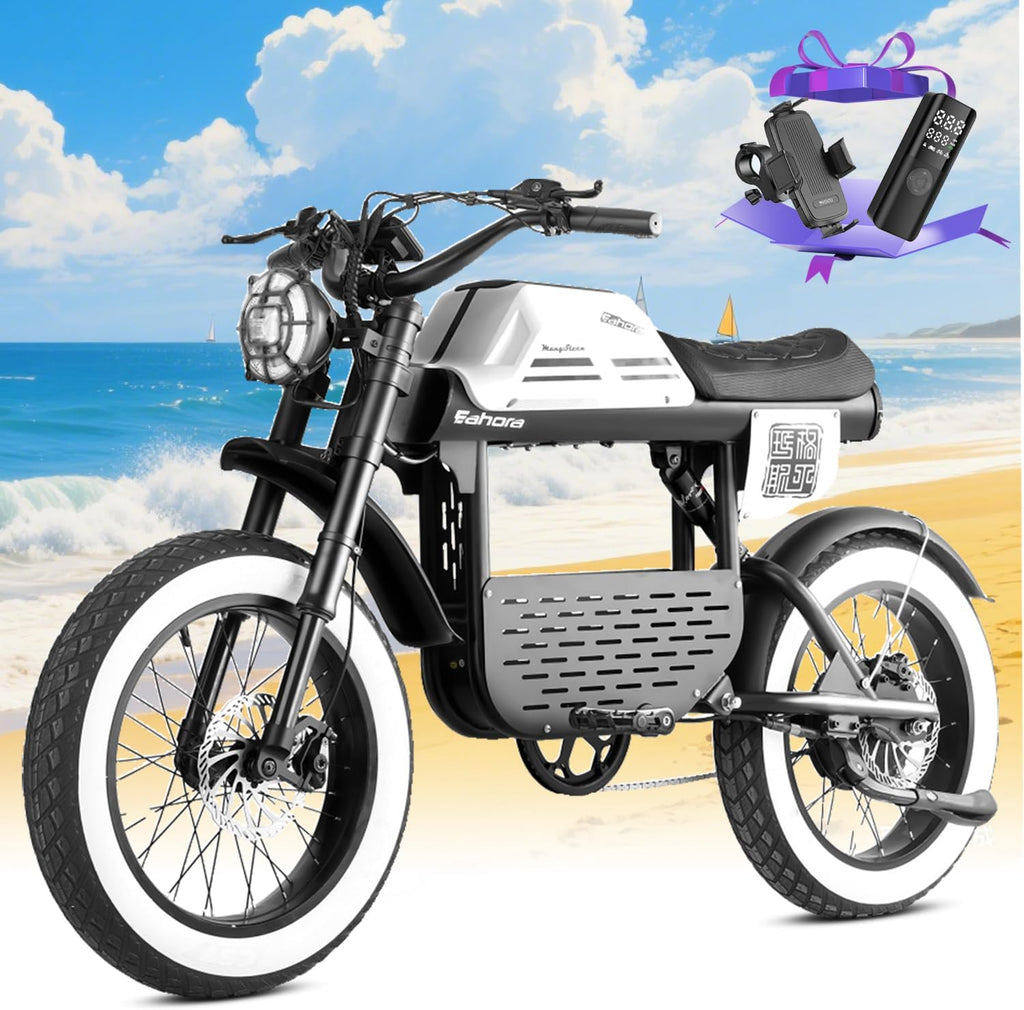 eAhora Dual Motor Electric Bike - Adults 4000W 44MPH Ebike 52V 30Ah Long Range Electric Dirt Bike, 20 * 4.5 Fat Tire Electric Mountain Bike Full Suspension Electric Motorcycle for Off Road