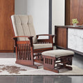 Glider Rocking Chair Nursery with Ottoman Smooth Rocking Motion, Easy to Assemble, Solid Hardwood Base Indoor Adult(Cream White)