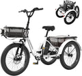 MOONCOOL Folding Electric Tricycle for Adults, 48V 500W 3 Wheels Electric Trike, Aluminum Frame Electric Tricycle Adult Bicycle with Removable Battery, Storage Bags Included