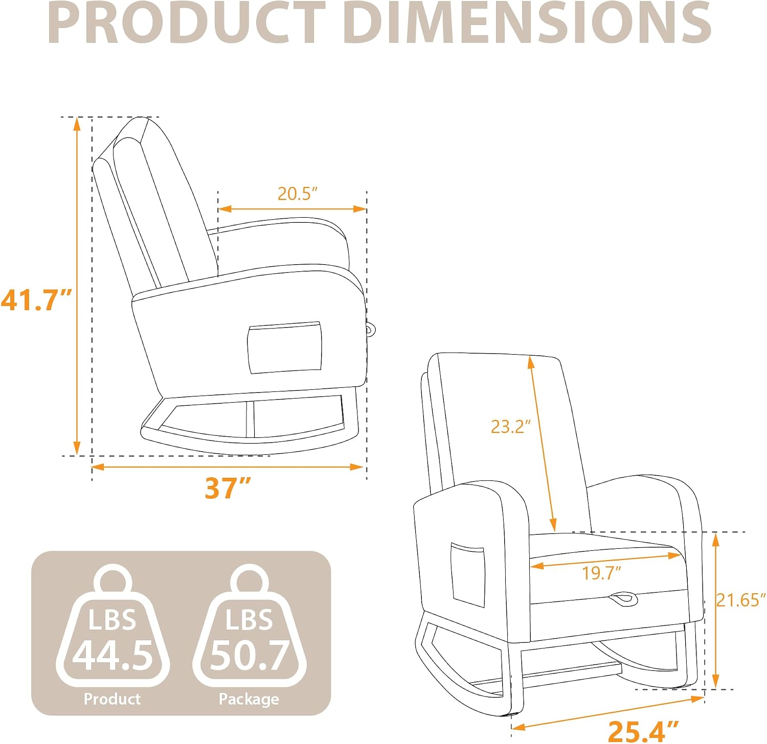 Aoiy & Wifon Rocking Chair Nursery, Modern Nursery Rocking Chairs with Side Pocket & Footrest, Upholstered Rocking Chair Nursery Glider, Boucle, Ivory