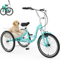 MOPHOTO Adult Folding Tricycle, 7-Speed 3 Wheel Bike for Adults, Seniors, Women & Men, 20/24/26 Inch Low Step-Through Trike with Large Rear Cargo Basket, Adjustable Seat, Space-Saving Cruiser Bicycle