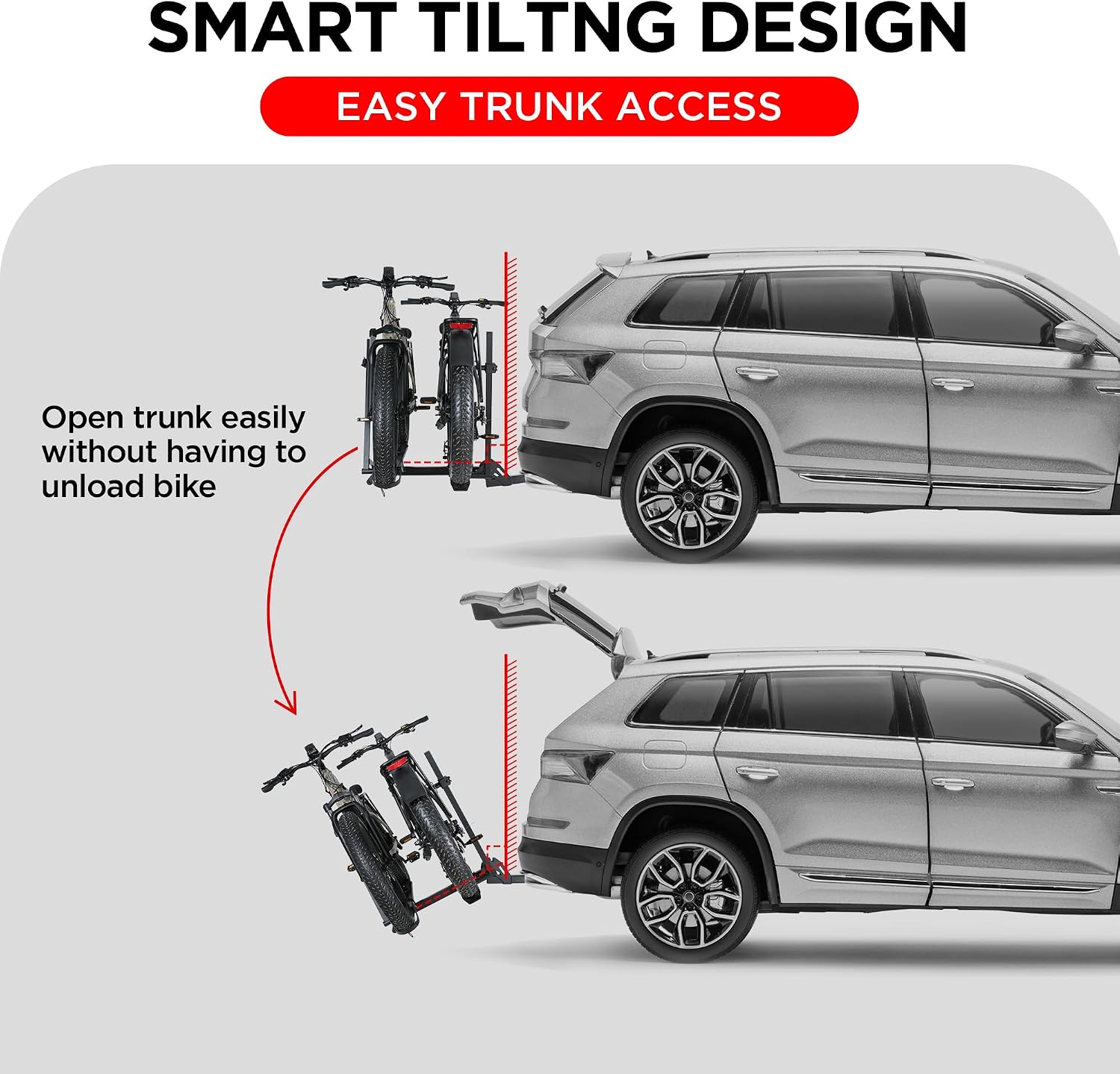 YOUNG ELECTRIC 200LBS EZ-FOLD Aluminum 2-Ebike Carrier with Ramp for Bikes and Electric Bike, Car SUV Truck Van RV and Trailer