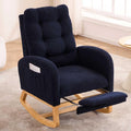 Nursery Rocking Chair with Foot Rest & Side Pocket, 300lbs Capacity, Rocking Chairs with High Backrest, Suitable for Living Room Bedroom, Comfort (Blue)