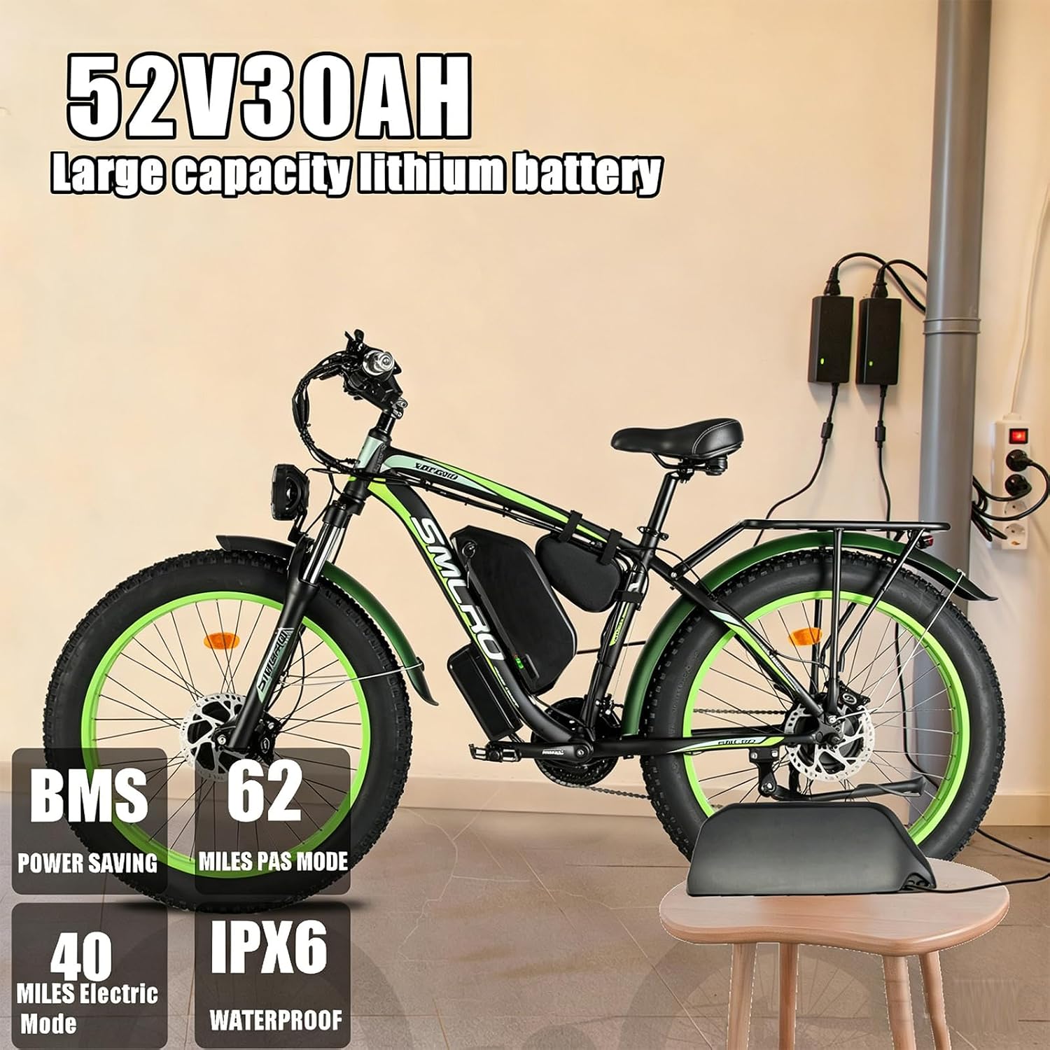 6000W Peak Dual Motor Electric Bike for Adults, 60V 25AH Battery, 45MPH & 100 Miles Range,21-Speed Full Suspension, 26' x 4.0' Fat Tire Off-Road E-Bike for All Terrain Snow Sand