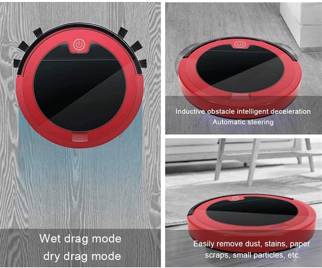 Robot Vacuum, 2800PA Robotic Vacuum Cleaner (Slim) Max Strong Suction, Quiet Multiple Cleaning Modes, Self-Charging Vacuum, for Pet Hair, Hard Floor (Color : Black+Red)