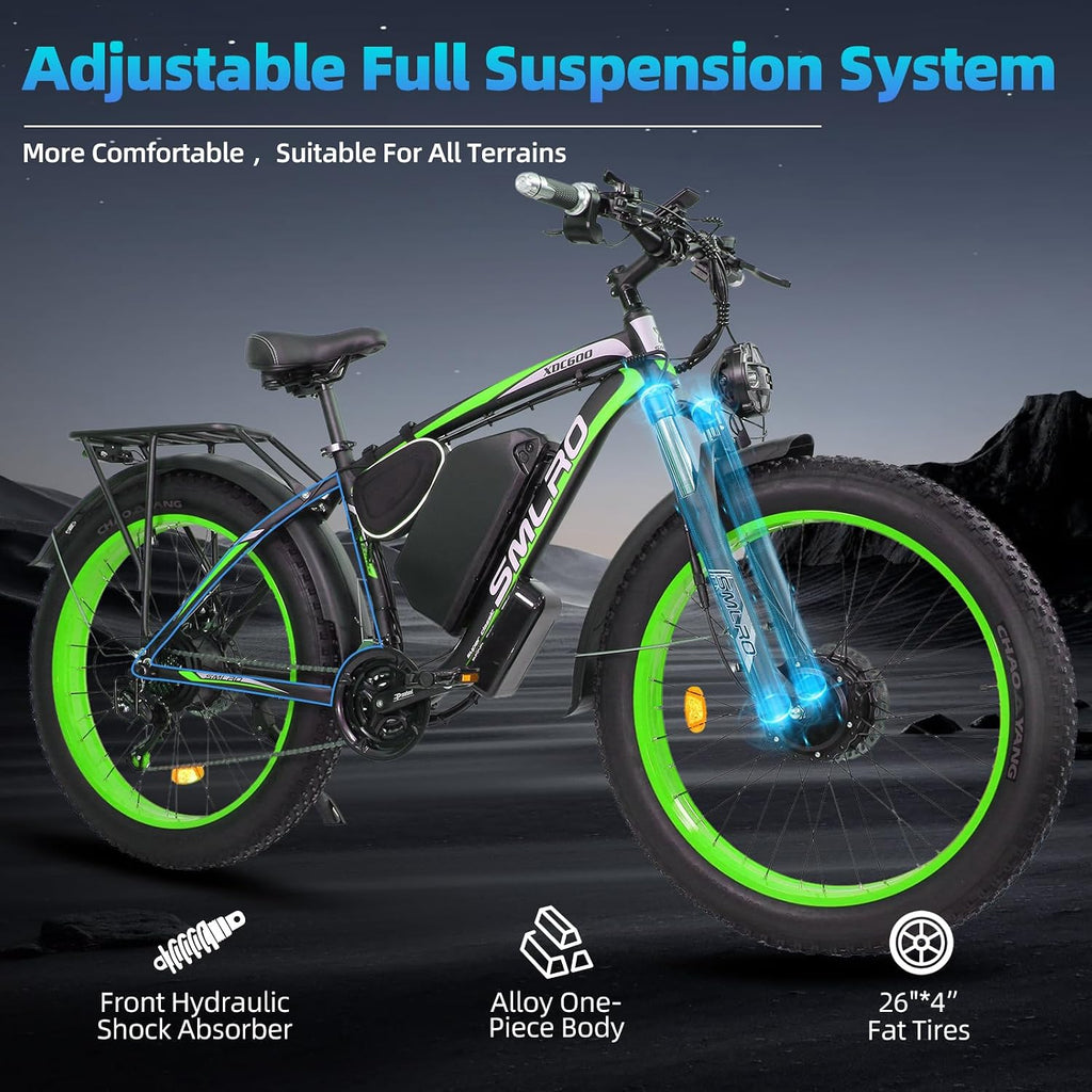 xdc 600 Adult Electric Bike, 5000W Peak Power, 26' Fat Tire All-Terrain E-Bike, 45 Miles Peak Range, 52V 30Ah Battery-Powered Off-Road E-Bike, 45 MPH High Speed