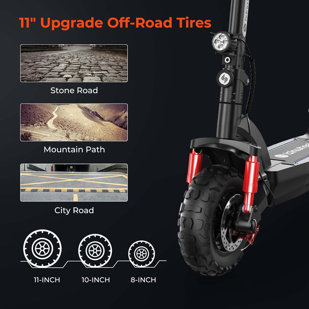 isinwheel Electric Scooter for Adults, 1000/800W Motor Up to 28 MPH, 37/28 Miles Range, APP Control, NFC Lock, 11/10' Off-Road Tires, Foldable Commuting E Scooter with Dual Suspension