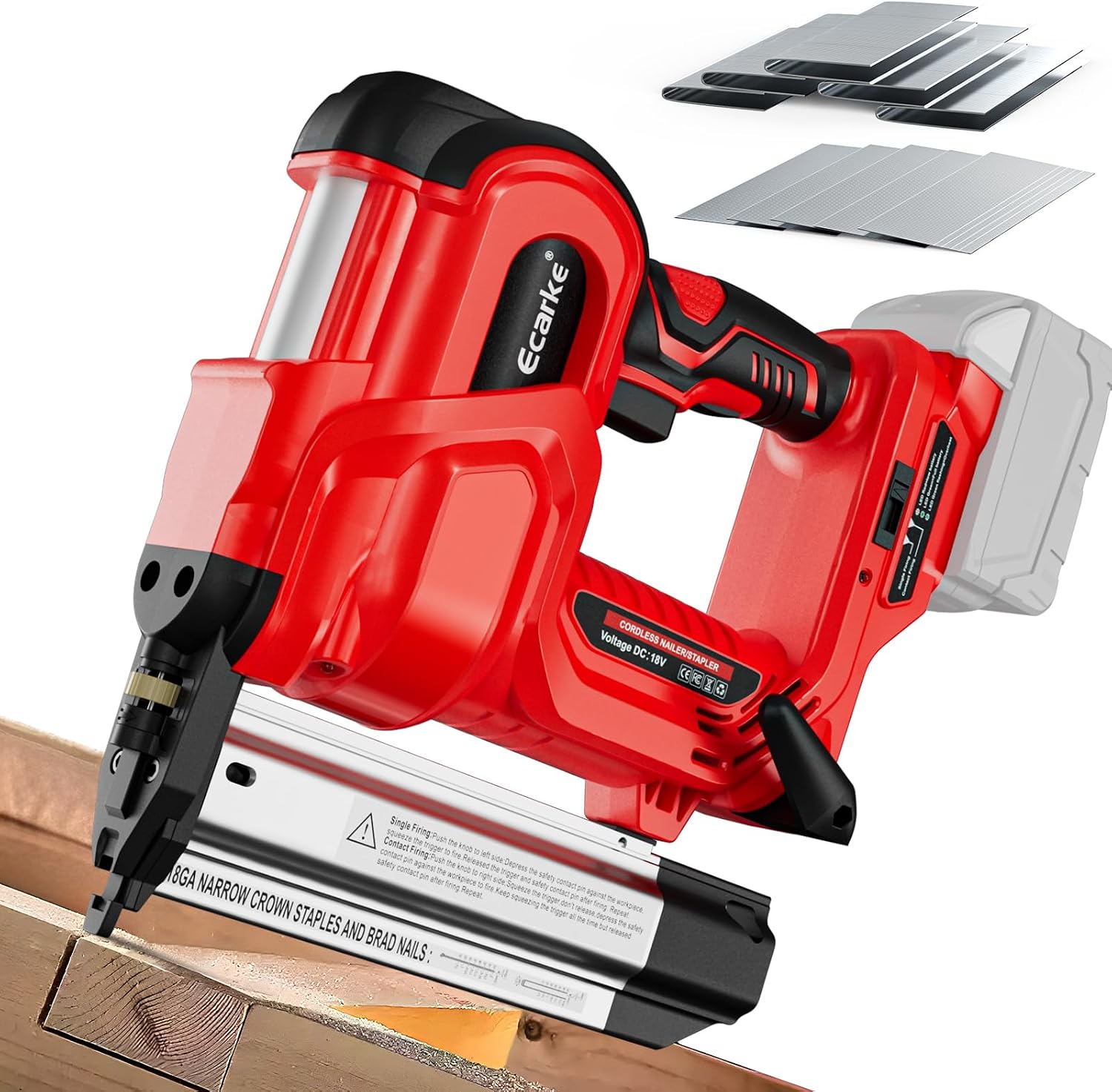 Ecarke 2' Electric Nail Gun Compatible with Milwaukee 18V Battery(No Battery),2 in 1 Cordless Brad Nailer Stapler with 1000 Nails,18 Gauge Nail Gun Battery Powered,2 Firing Modes for Trim Wood DIY