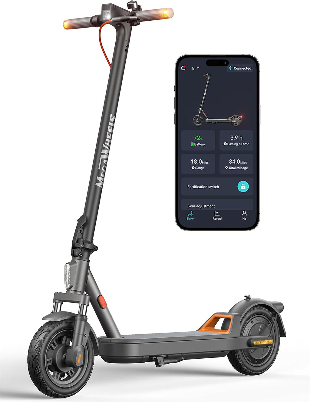 MEGAWHEELS Electric Scooter for Adults with Suspension, 8.5/10in Vacuum Tires, 14/19/28/31Miles, 15MPH Max Speed, Turn Lights, Foldable Electric Scooter for Commuter