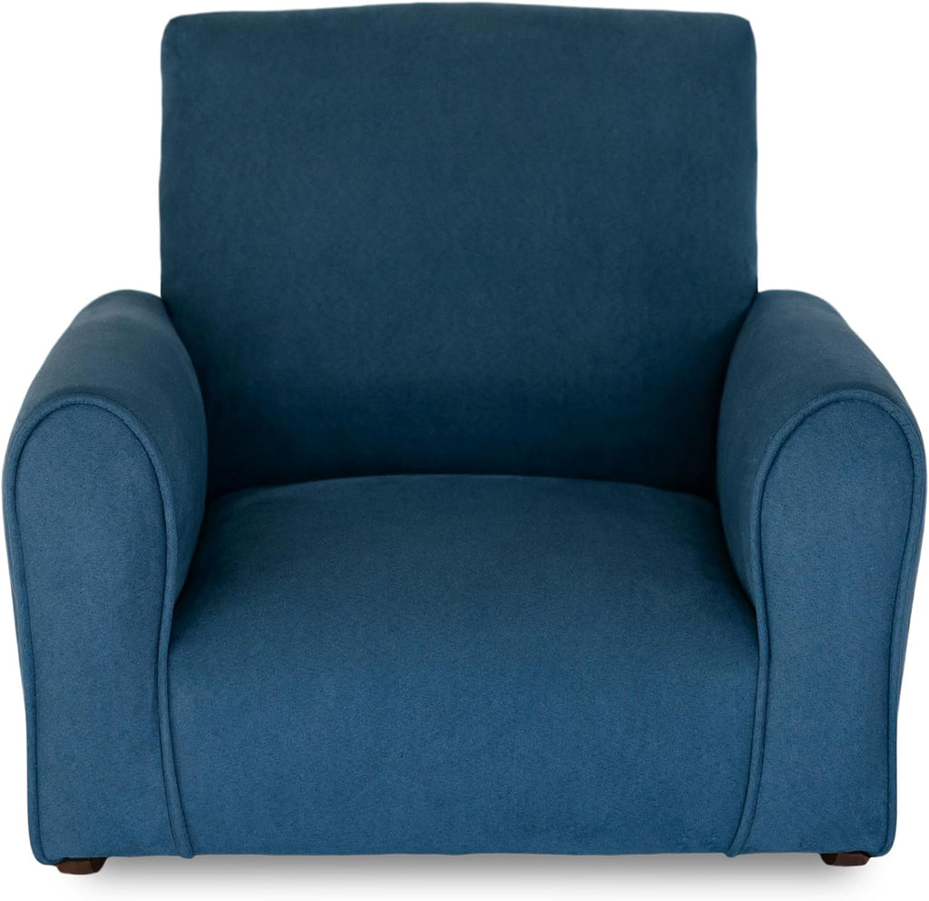 Toddler Personalized Armchair, Kids Upholstered Rocking Chair with Personalization, Toddler Chair with Personalized Name, Comfy Child Armchair, (Navy Suede, Rockers)