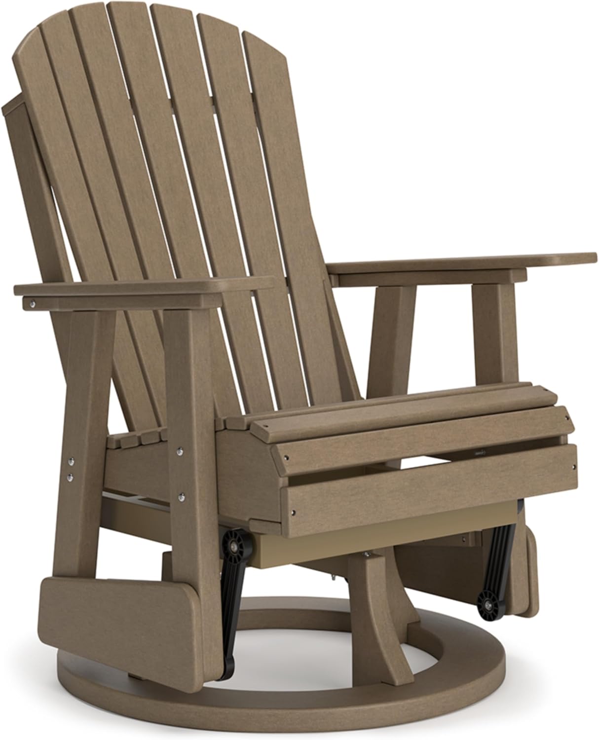 Signature Design by Ashley Hyland Wave Contemporary Swivel Glider Adirondack Chair with 360-Degree Swivel, Weather Resistant HDPE, 18' Seat Height, Brown