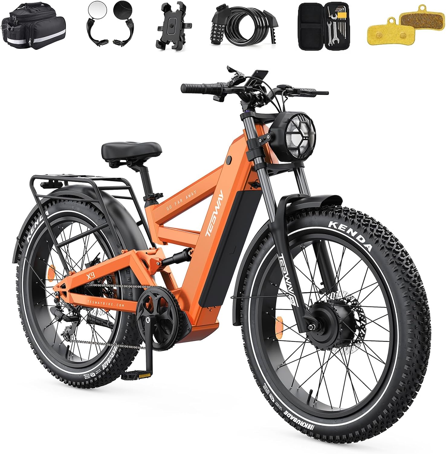 TESWAY X9 Ultra Dual Motor Ebike, 26' Fat Tire Full Suspension AWD Electric Bike for Adults, 4000W 43MPH 240NM, 60V 30Ah(Camo)/25Ah(Other) 120 Miles Long Rang