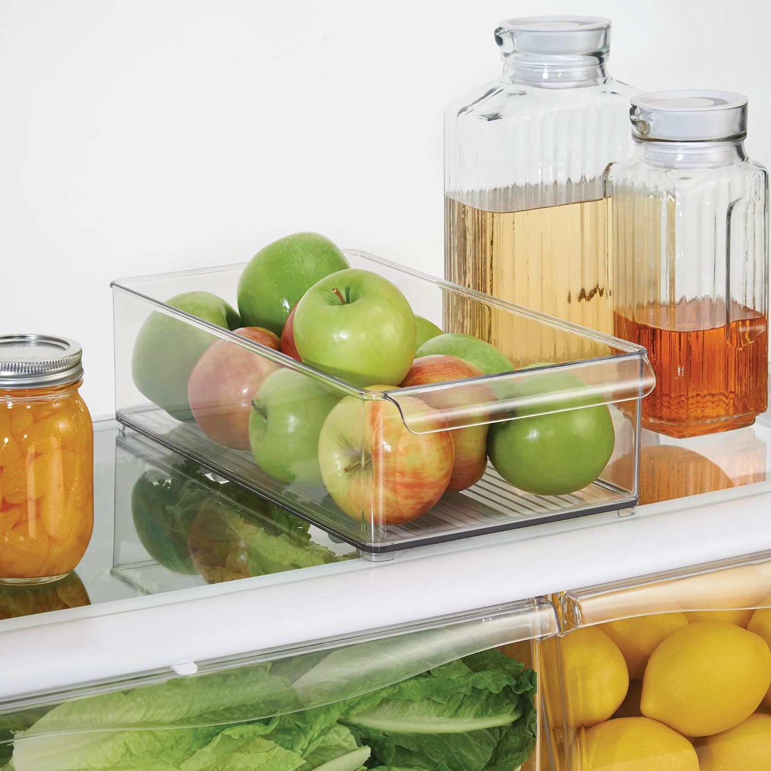 iDesign Large Stackable Fridge or Freezer Bin with Front Handle - Set of 6 - Clear - Made in USA