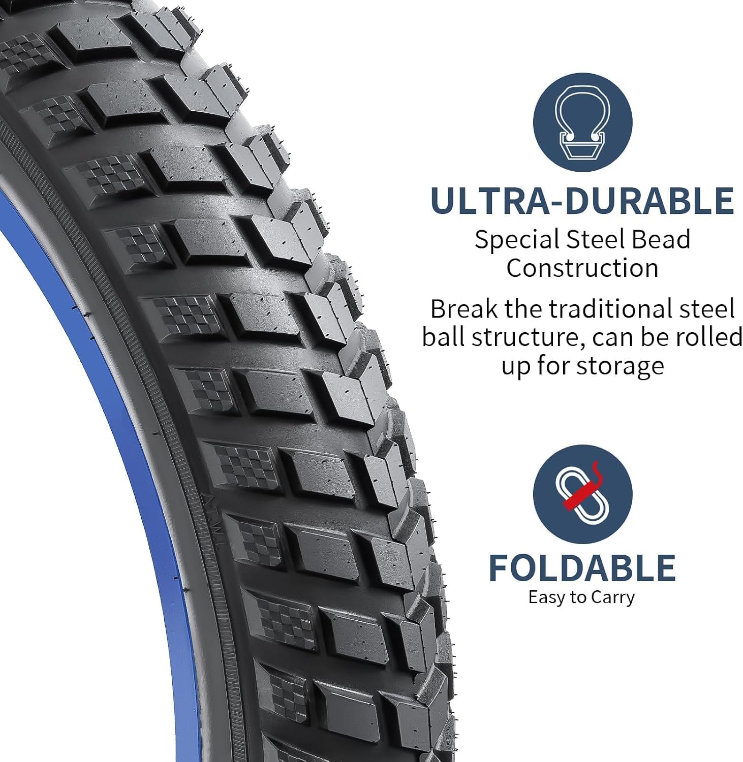 YUNSCM 2-PCS 20' Fat E-Bike Tires 20x3.0/76-406 Compatible with Electric Bike 20 x 3.0 20X3 All-Terrain Directional Tread Bicycle Tires (Y-1136)