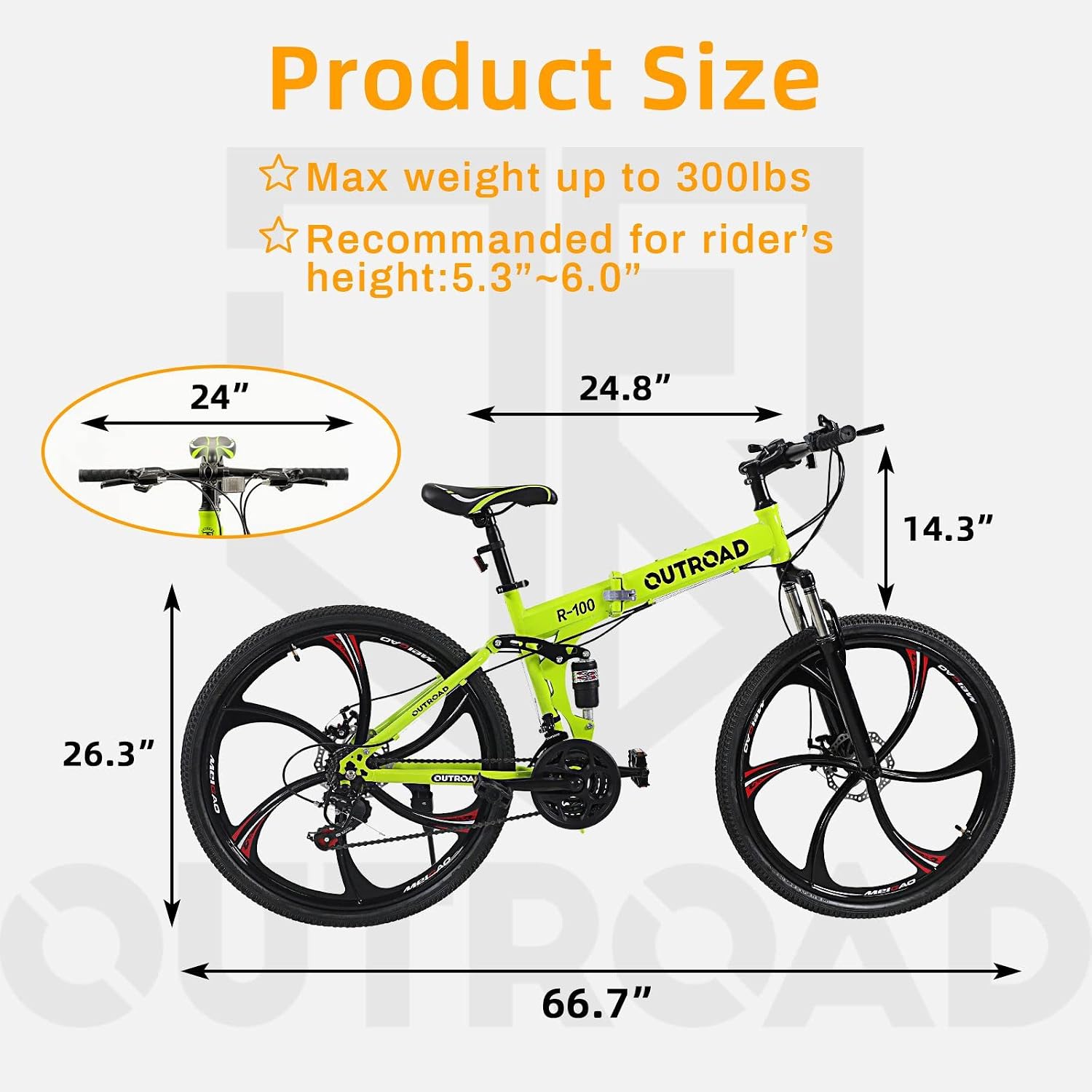 26 Inch Adult Folding Bikes/Mountain Bikes, 21 Speeds Mountain Bicycles with Full Suspension, Dual Disc Brake, High Carbon Steel Frame, Foldable Bike for Men/Women/Teen, Multiple Colors