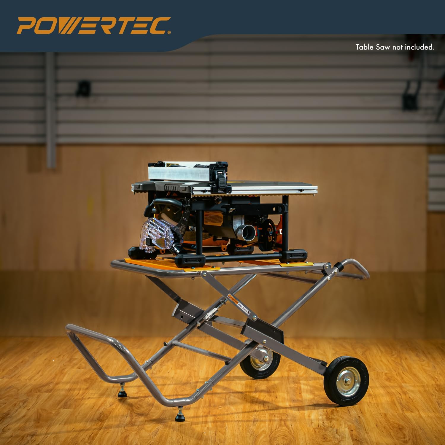 POWERTEC Table Saw Stand with 8-Inch Jobsite Wheels, Upright Folding Design, 330Lbs Load Capacity, Multiple Adjustable Mounting Options (MT4009V)