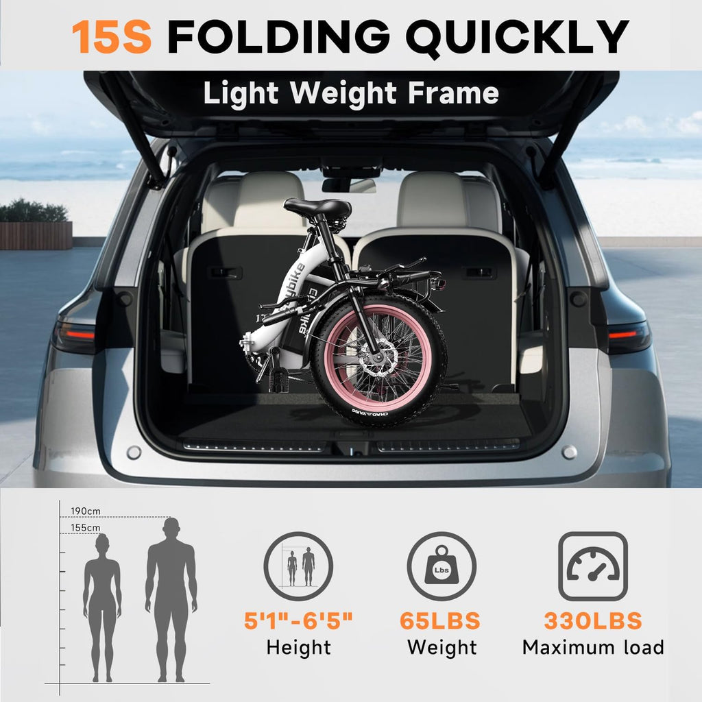 1000W Folding Electric Bike,48V 20AH Removable Battery E Bike,80 Miles Max Range Electric Bike for Adults,20' Fat Tire Foldable ebike,Adult Electric Bicycle for Commute Beach Snow