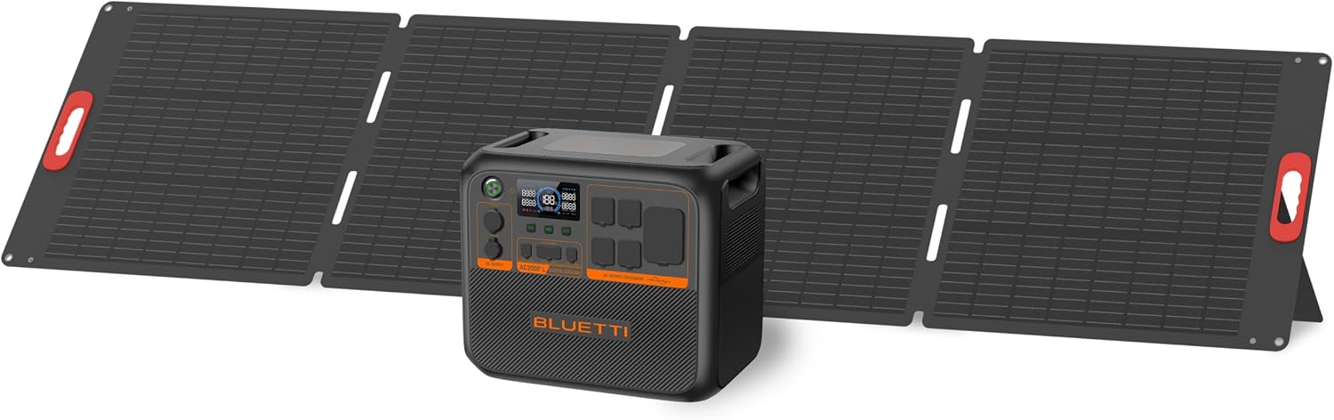 ExpertPower AC200PL Solar Generator w/ 1x 300W Panel, 2304Wh/2400W LiFePO₄ Portable Power Station (3600W Surge), 4×120V AC, TT-30, USB-C 100W×2, 2400W AC & 1200W Solar Input for RV, Camping, Backup