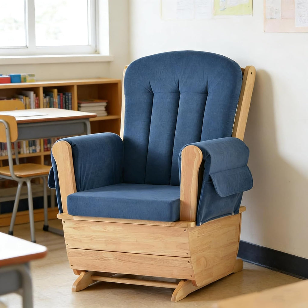 SafeRocker Standard Glider Rocker - Baby Feeding and Rocking Chair for Nursery, Office, School, Daycare Environment - Cut Pile Nursery Rocking Chairs with 280lbs Weight Capacity, Blue