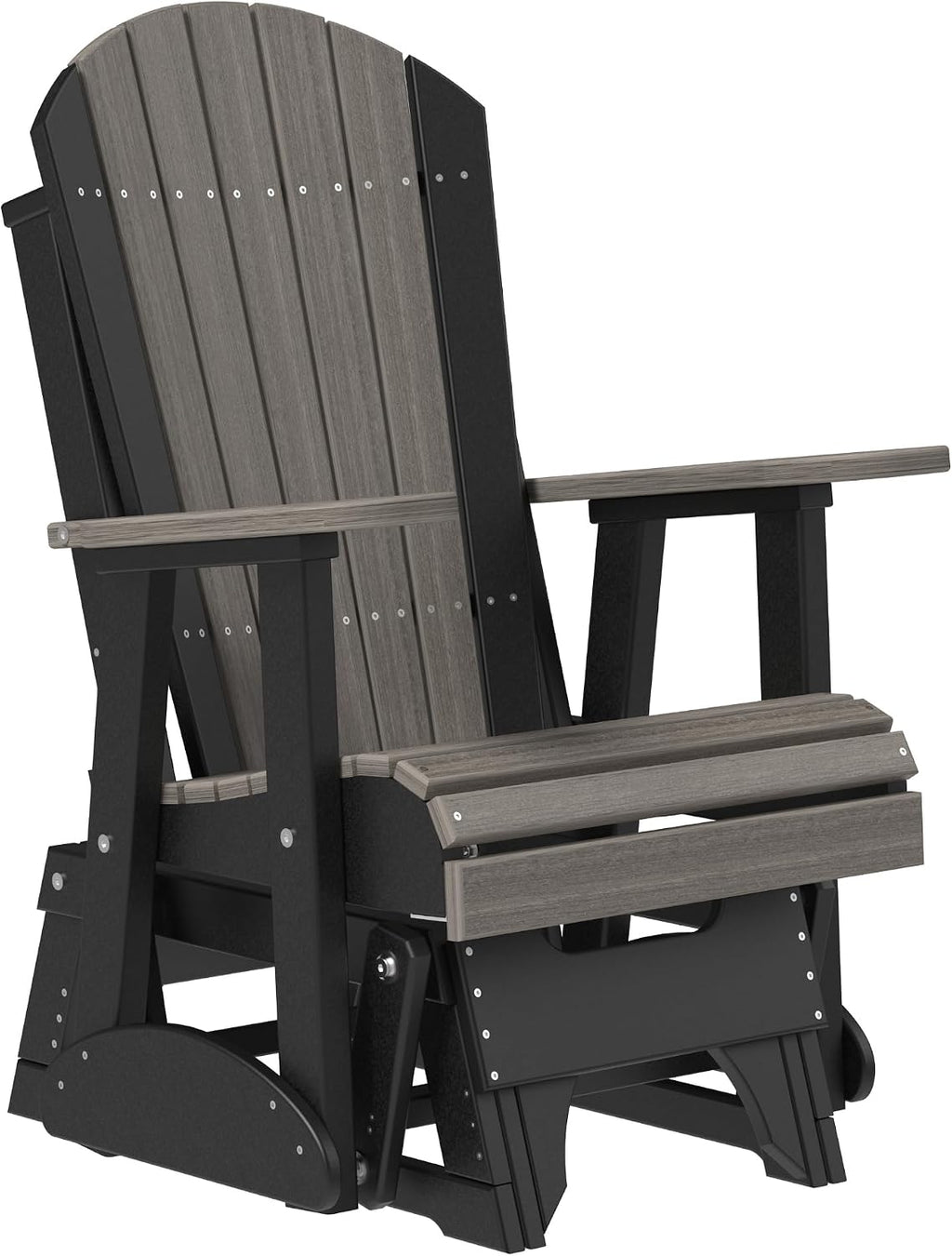 LuxCraft 2' Adirondack Glider Chair, Outdoor Patio Rocking Glider, Gliding Rocker for Outside (Coastal Gray & Black)