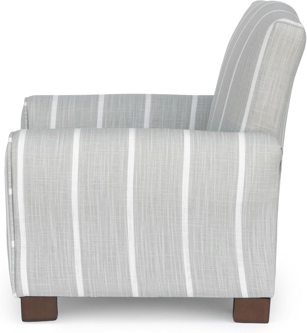 Kid Rocking Chair for Toddlers, Child Chair for Little Kids, Upholstered Toddler Armchair for Children, Comfy and Cute Little Kid Chairs (Legs, Gray Stripe Linen)