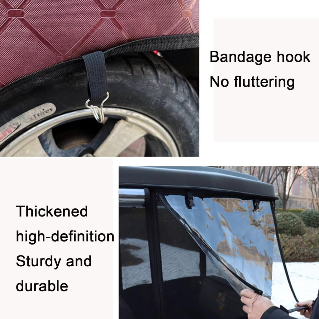 XILYZMO Trike Motorcycle Cover, Leather PVC Transparent Rainproof Tarpaulin, 3 Wheel Cargo Trike Windshield Frame Canopy, Warmth Windproof Electric Tricycle Cover for All(Gray,175x70cm)