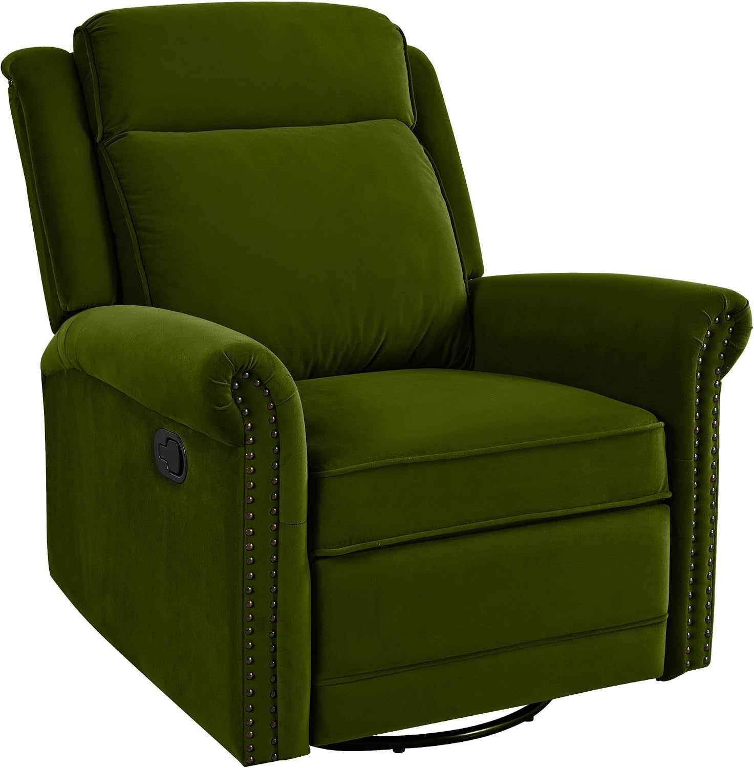 JIVOIT 360° Swivel Recliner Chair with Adjustable Backrest, Manual Rocking Recliner Home Theater Manual Recliner Chair with Metal Base and Velvet Fabric for Living Room (Green, 2)