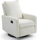 360° Swivel Rocking Chair Nursery Glider Recliner Nursery Chair Manual Swivel Rocker Recliner with High Backrest Armchair Comfy Side Modern Chair for Living Room (White)