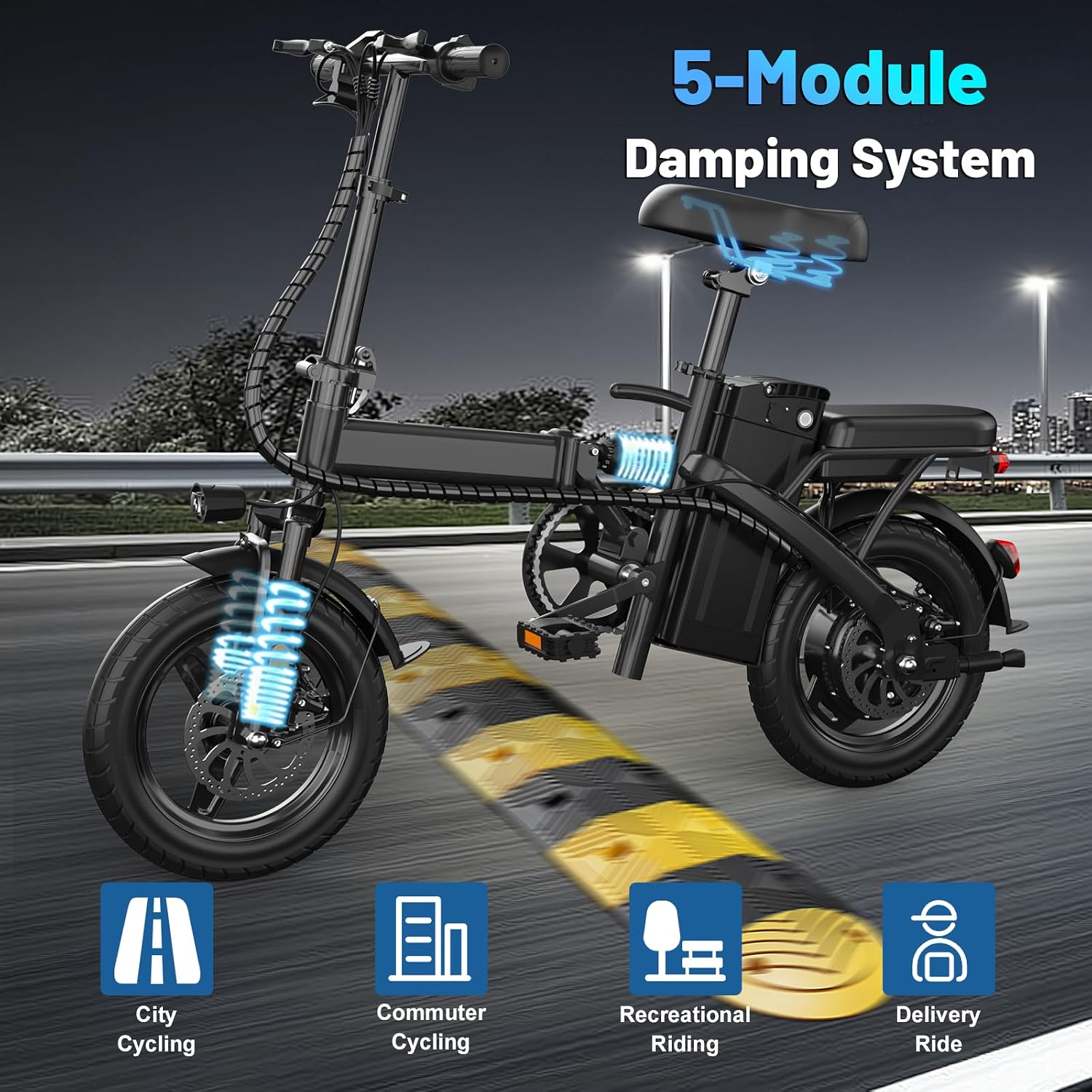 REOCRO Folding Electric Bike for Adults and Teens, 14' Mini E-Bike with 500W Motor, Foldable Ebike with 48V Removable Battery UL 2849 Certified, Commuter Electric Bicycle with 25-30 Miles PAS Range