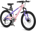 24 Inch Kids Mountain Bike for 7-12 Years Old Boys, Single Speed/7-Speed Girls Mountain Bicycle W/Suspension Fork,Adjustable Seat Height, Kids' Bicycles for Beginner Level Riders