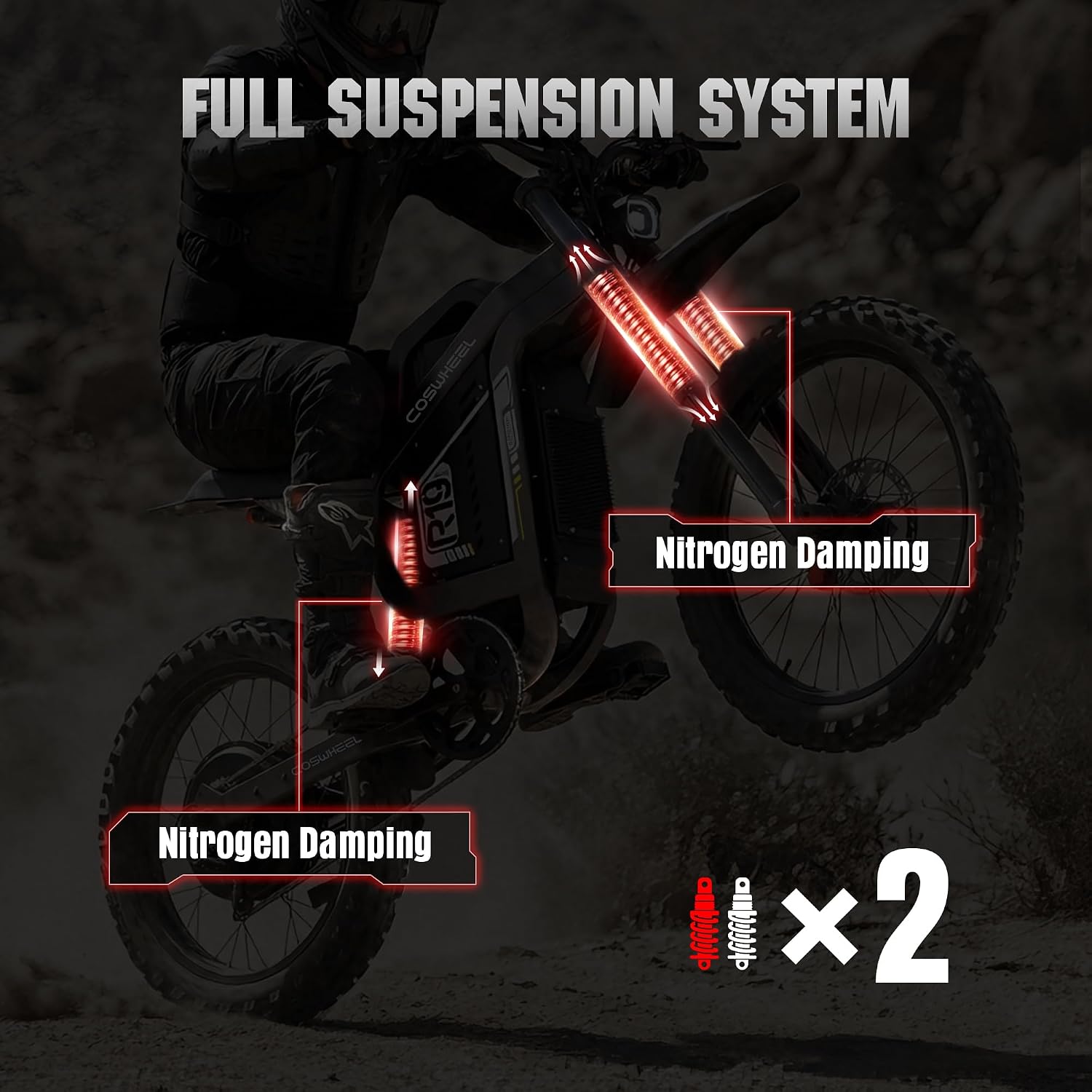COSWHEEL Electric Dirt Bike for Adults, 9000W Peak Motor Electric Motorcycle, 72V 40Ah Battery, Up to 60MPH Off Road Electric Bike, 19' Dirt Tires, Dual Suspension, Hydraulic Brakes