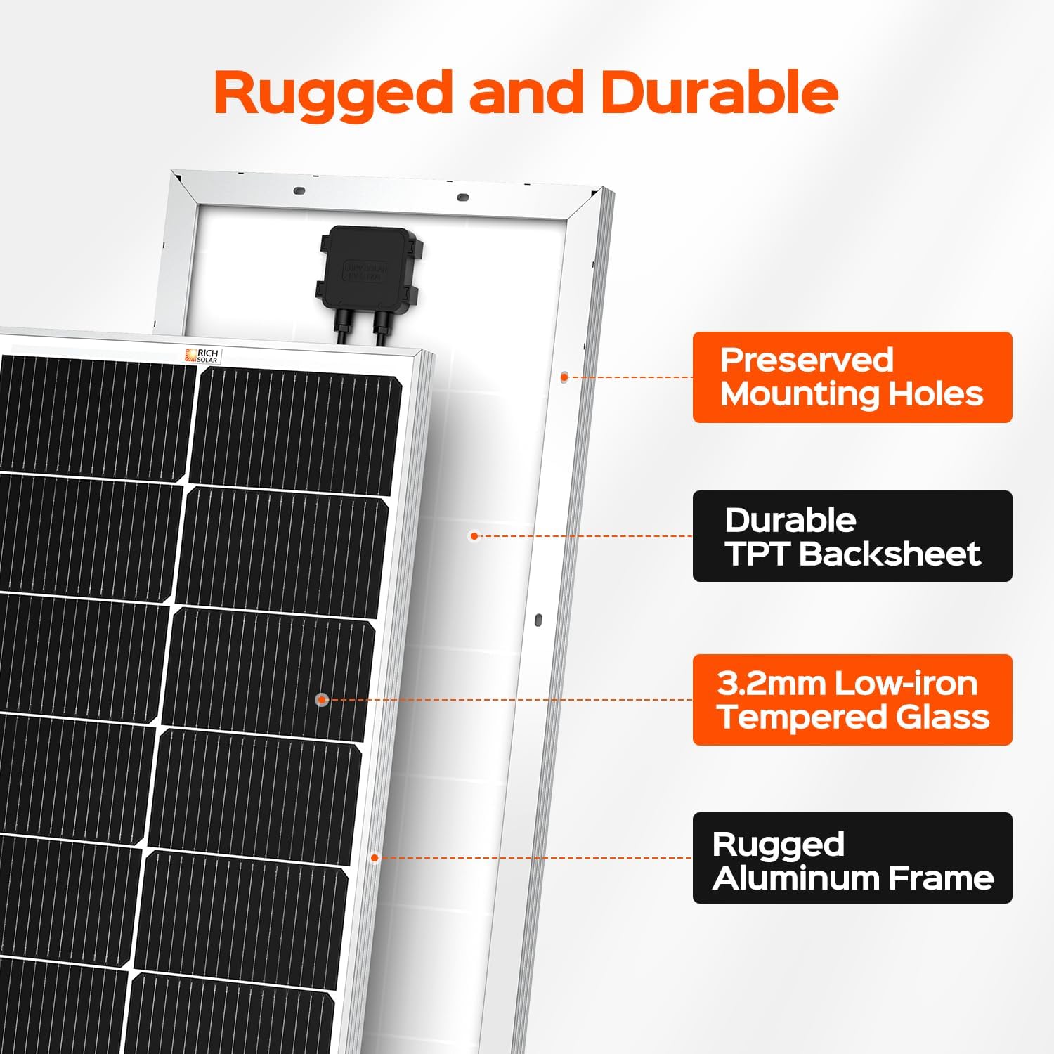 RICH SOLAR MEGA 130 Slim 2 Pack of 130 Watt Monocrystalline Solar Panel for RV, Trailer, Motorhome