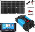 6000W 12V to 110V/220V Solar System Combination Inverter Solar Panel Kit Solar Generator Home Grid System 30A Controller + 18w18v Solar Panel(12V-220V)