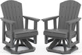 SERWALL Adirondack Swivel Glider Chair, HDPE Outdoor Glider Set of 2, All-Weather Glider Chair for Porch, Balcony, Slate Grey
