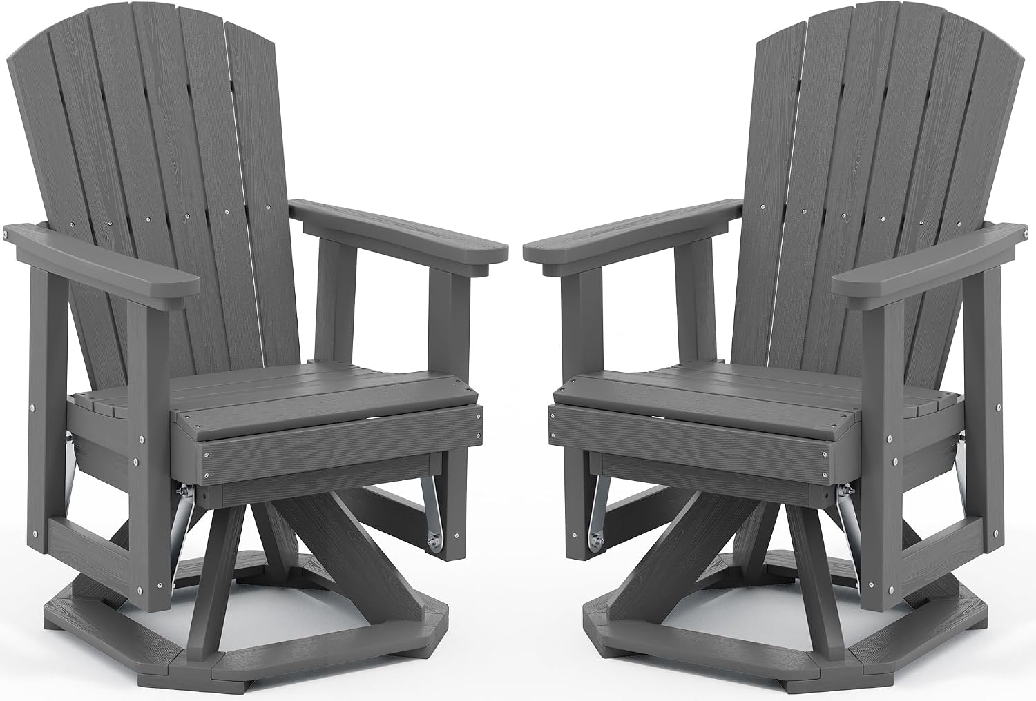 SERWALL Adirondack Swivel Glider Chair, HDPE Outdoor Glider Set of 2, All-Weather Glider Chair for Porch, Balcony, Slate Grey