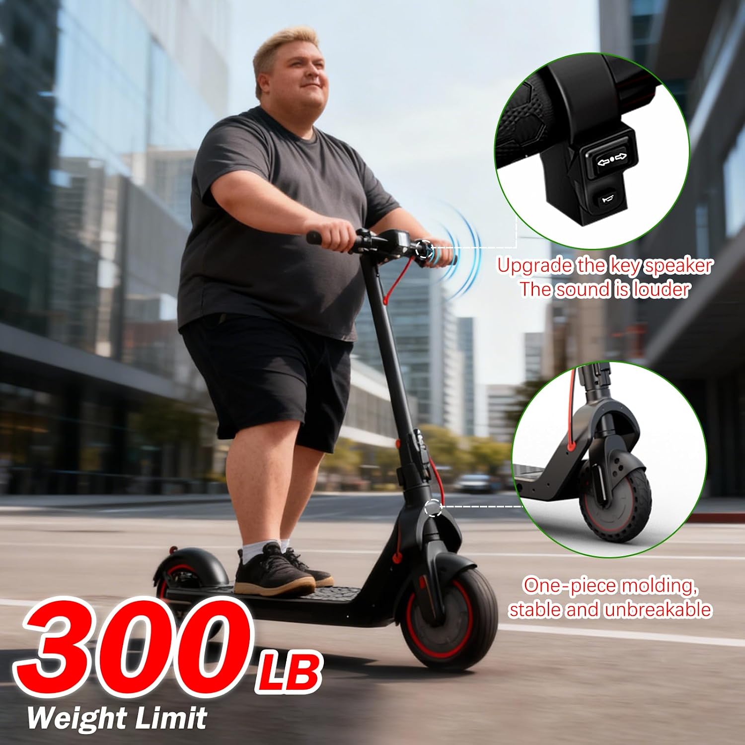 UrbanFish Electric Scooter, 350W/500W, 8.5' Tires, 21 Miles Range, 16/19 Mph, Folding E-Scooter with Dual Braking，APP Control