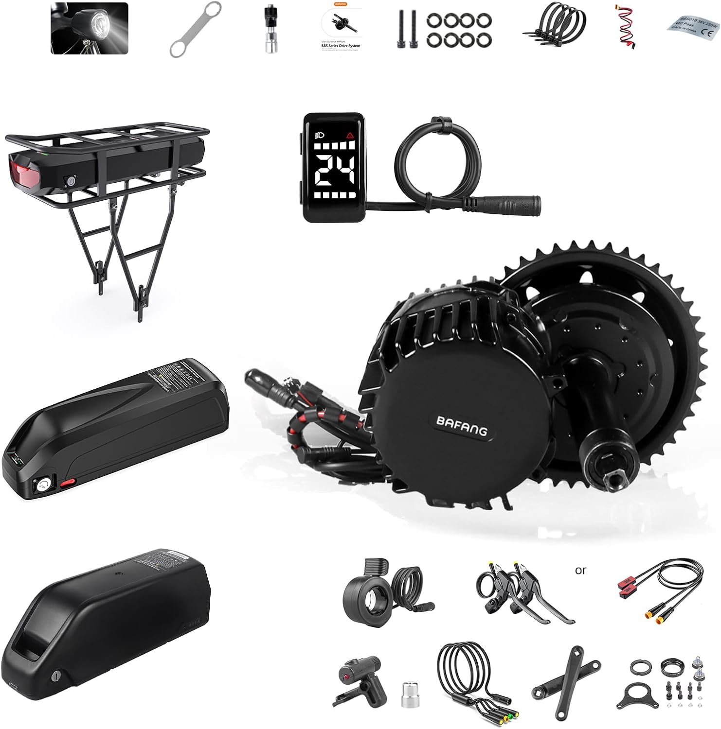 Bafang BBS-HD 1000W Mid Drive Kit with Battery(Optional),BBS03 Ebike Conversion Kit with LCD Display,48V/52V 8Fun Electric Bike Conversion Kit for Moutain Road Bike