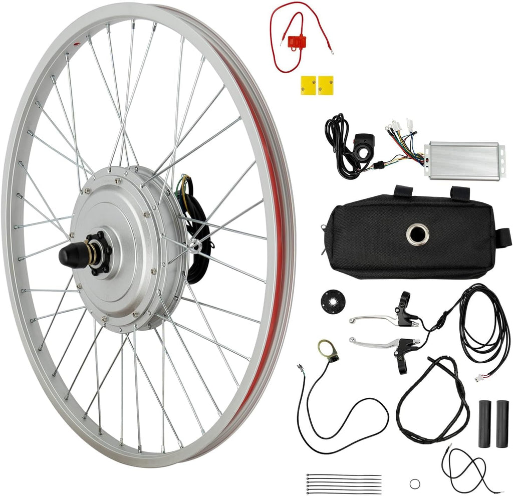 LOYALHEARTDY 700C/20/24/26/ Inch Front Wheel Hub Ebike Conversion Kit, Front Wheel Electric Bicycle Kit Front Wheel Hub Motor with Controller, LCD Display, PAS (No Batteries)