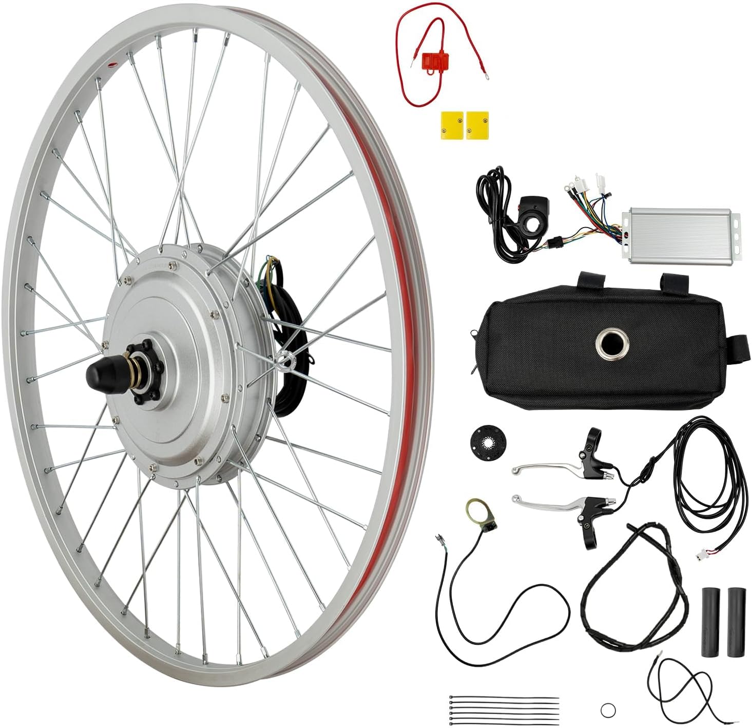 LOYALHEARTDY 700C/20/24/26/ Inch Front Wheel Hub Ebike Conversion Kit, Front Wheel Electric Bicycle Kit Front Wheel Hub Motor with Controller, LCD Display, PAS (No Batteries)