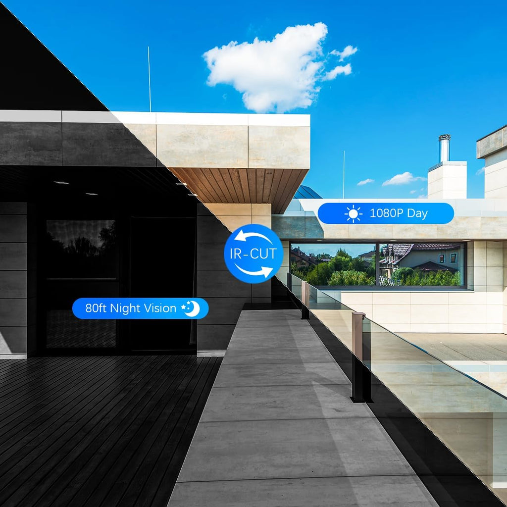 (Budget) 2MP HD Wired Indoor Security Camera System, 8CH DVR Kit with 1TB HDD, 4X Dome 122°Wide Angle Cameras, Remote Control, Free App No Monthly Fee, Space-Saving