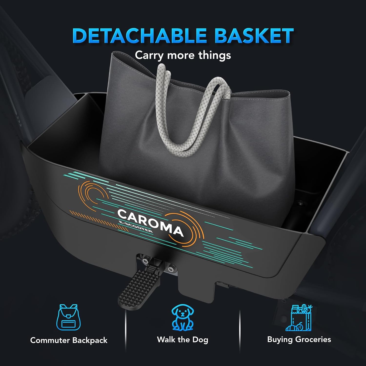 Caroma Peak 1200W Electric Scooter with Seat, 16' Fat Tire Electric Dirt Bike, Max 30Miles Ranges, Top Speed 20Mph, Electric Motorcycle Mini Bike with Basket for Pets & Cargo, UL 2272 Certified