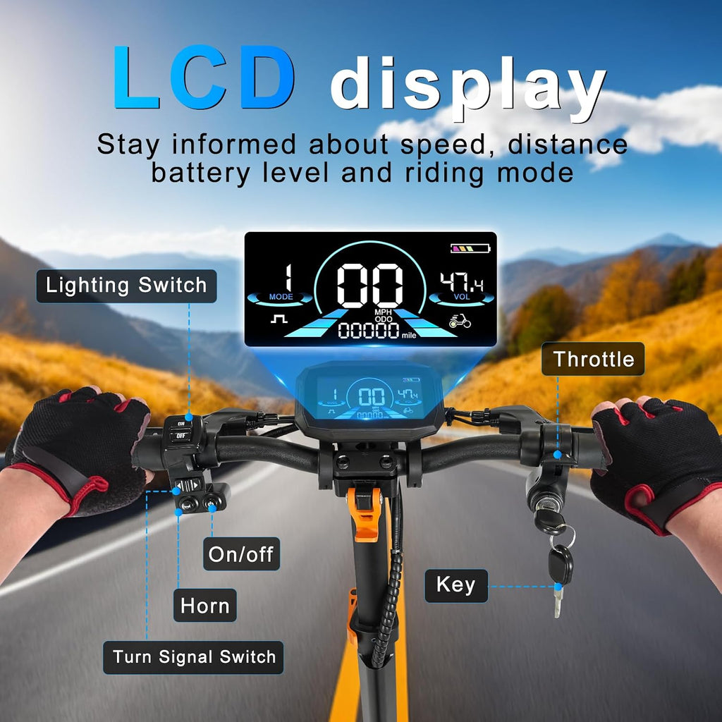Electric Scooter Adults 1600/4000/6000W Motor 50 Miles Long Range & 40/45/50 MPH Top Speed 10' Off Road Tire Folding E-Scooter 60V/48V 20.8AH Battery Kick Scooter with Detachable Seat for Commuter