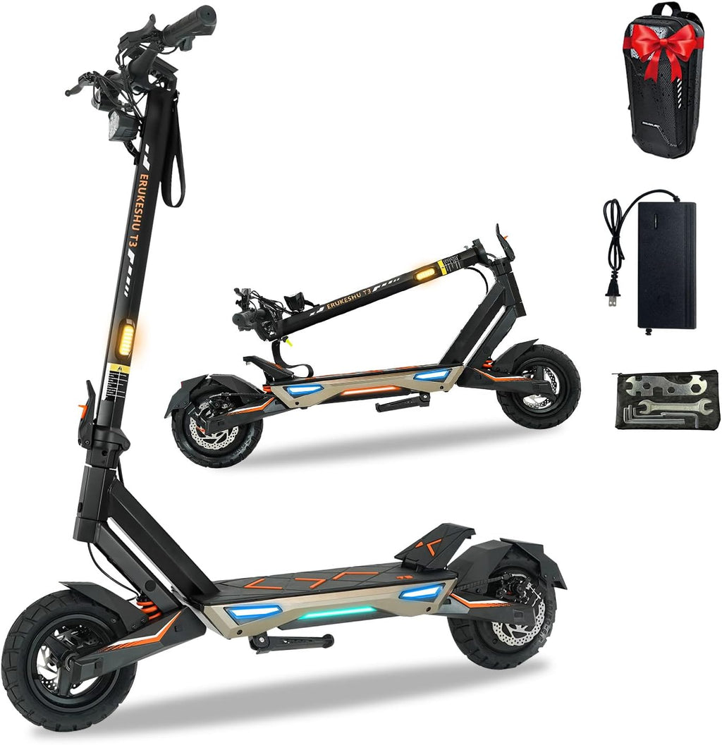 Electric Scooter Adults 1600/4000/6000W Motor 50 Miles Long Range & 40/45/50 MPH Top Speed 10' Off Road Tire Folding E-Scooter 60V/48V 20.8AH Battery Kick Scooter with Detachable Seat for Commuter