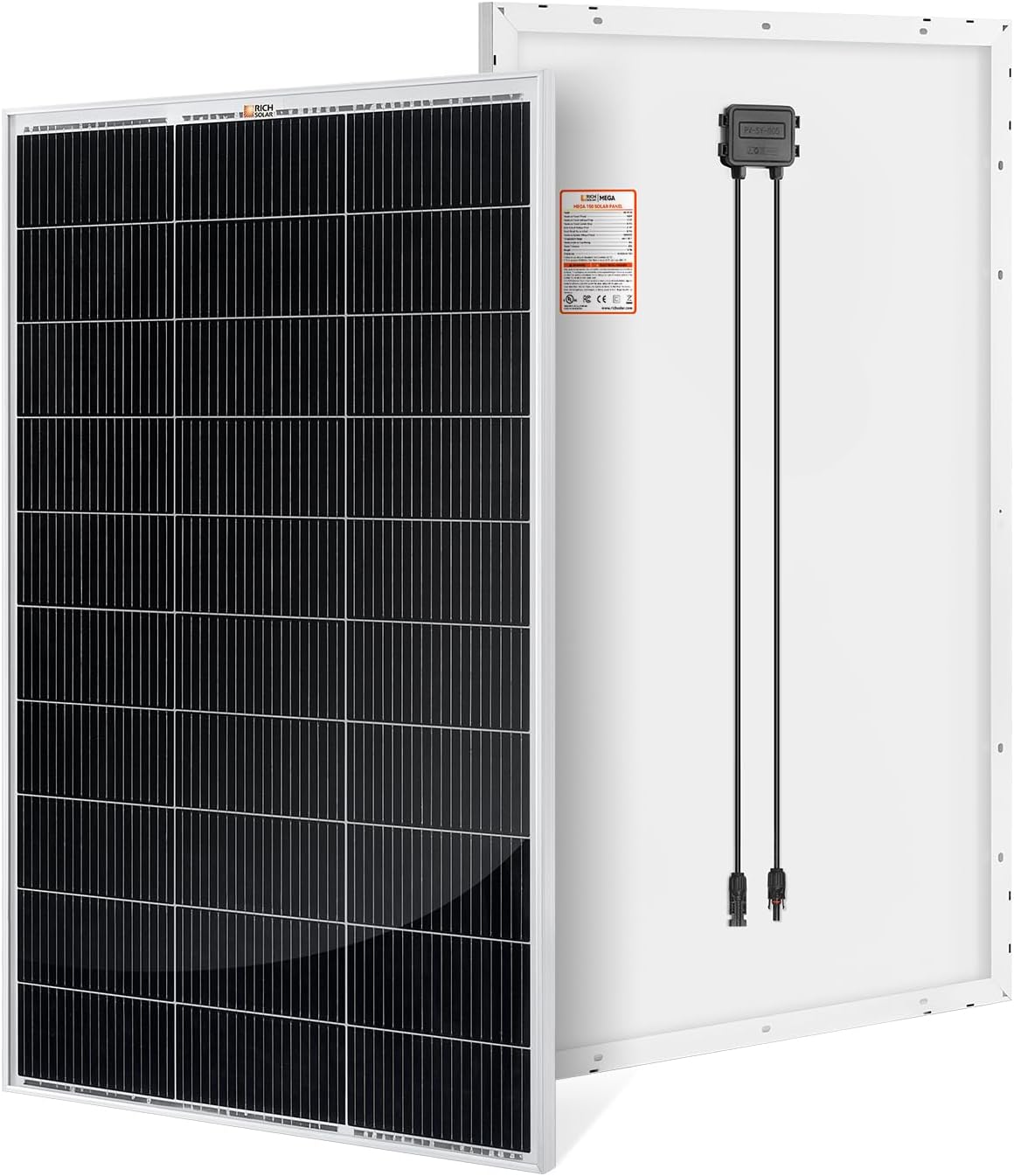 RICH SOLAR 150 Watt 12 Volt 18BB Cell Monocrystalline Solar Panel N-Type Cells High Efficiency Solar Module Charge Battery for RV Marine Boat Off Grid
