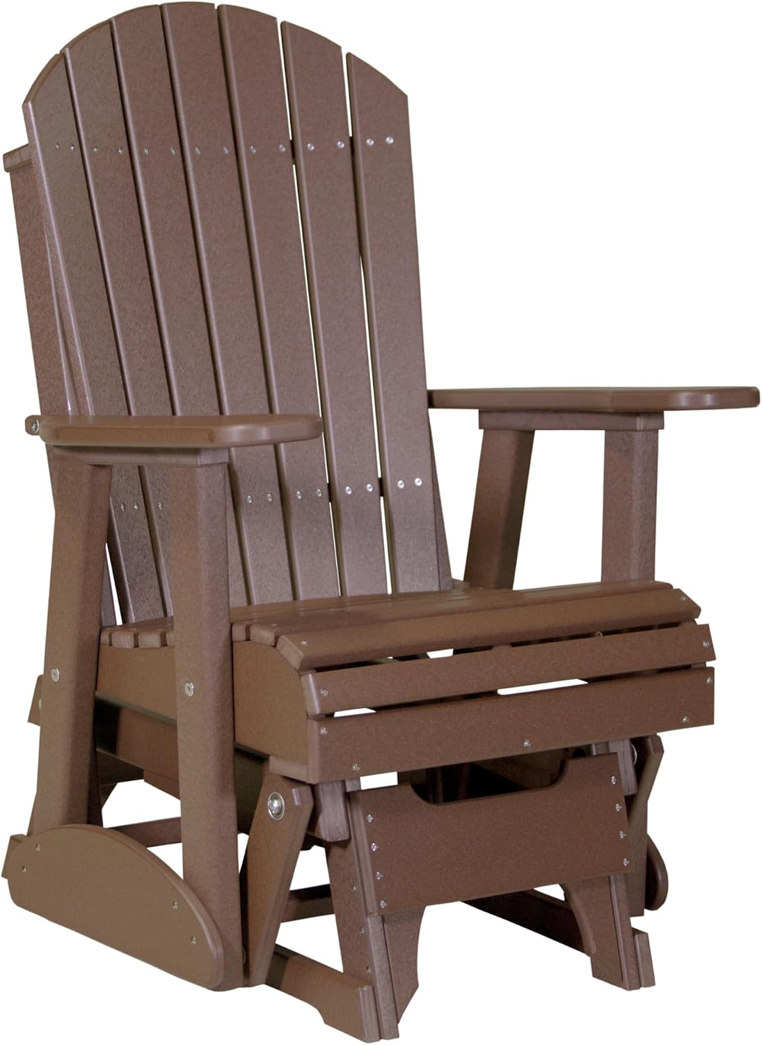 LuxCraft 2' Adirondack Glider Chair, Outdoor Patio Rocking Glider, Gliding Rocker for Outside (Chestnut Brown)