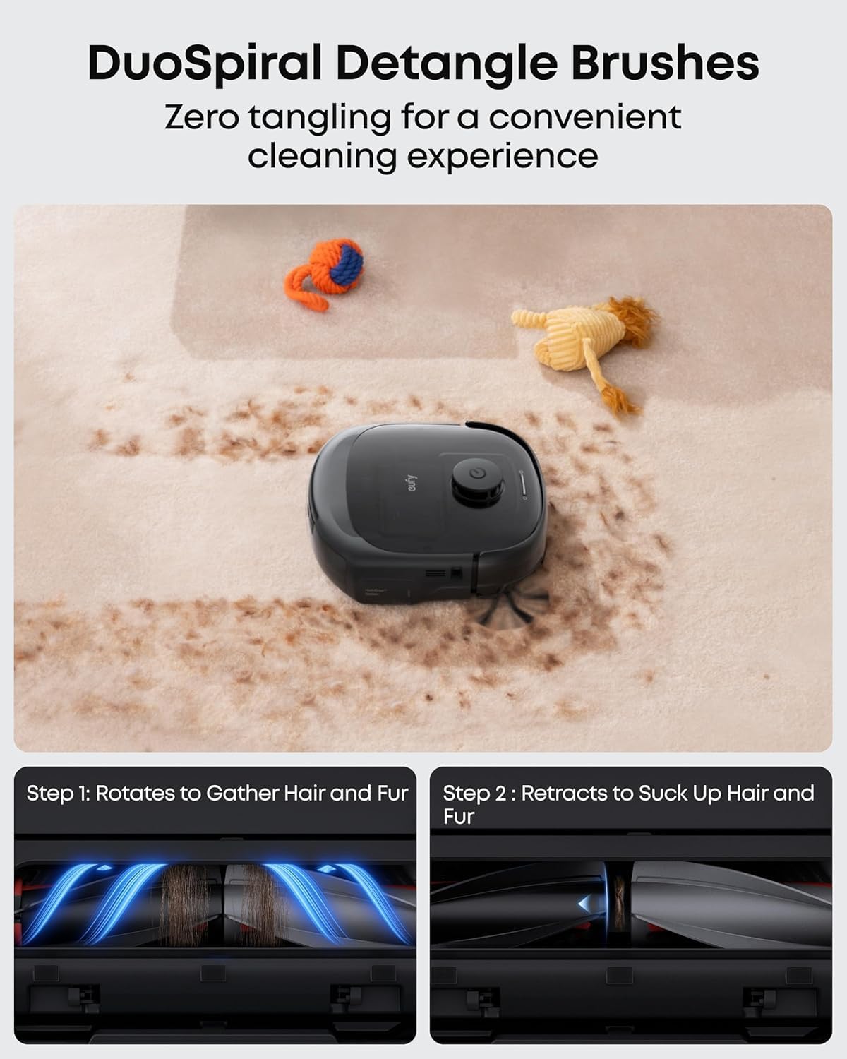 eufy E25 Omni Robot Vacuum and Mop Combo,HydroJet System, 20,000Pa Turbo Suction, Zero-Tangle Design, Auto-Empty & Self-Cleaning All-in-One Station + Official Floor Cleaning Solution*1