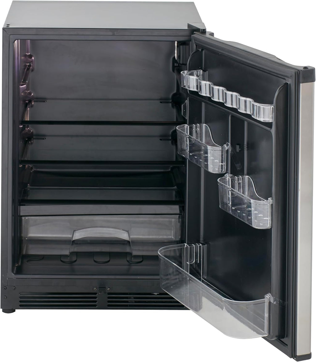 Avanti Mini Fridge Compact Refrigerator for Office or Dorm with Reversible Door with Security Lock, Adjustable Glass Shelves and Adjustable Temperature Control and Auto Defrost, 5.2-Cu.Ft., Stainless