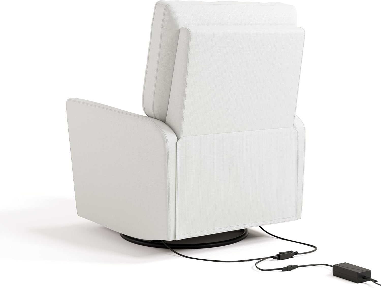 Storkcraft Santorini Deluxe Power Recliner Swivel Glider (Ivory Basketweave) – Premium Electronic Power Recliner for Nursery, Includes Dual-USB Charging Port for USB-A & USB-C, Glider Rocking Chair