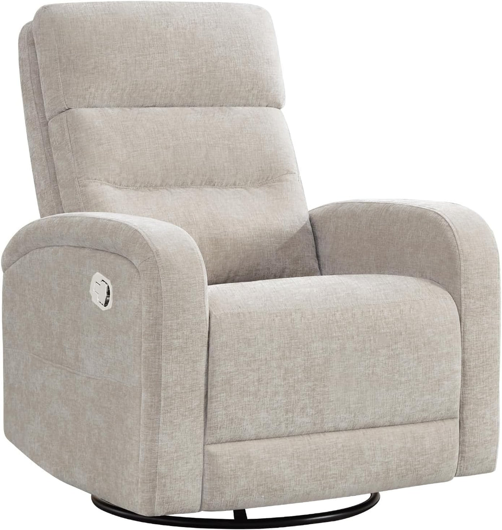 Swivel Rocker Recliner Glider Rocking Chair for Nursery, Manual Swivel Recliner Chair for Living Room, Camel Nursery Rocking Chair Recliner, Chenille Fabric