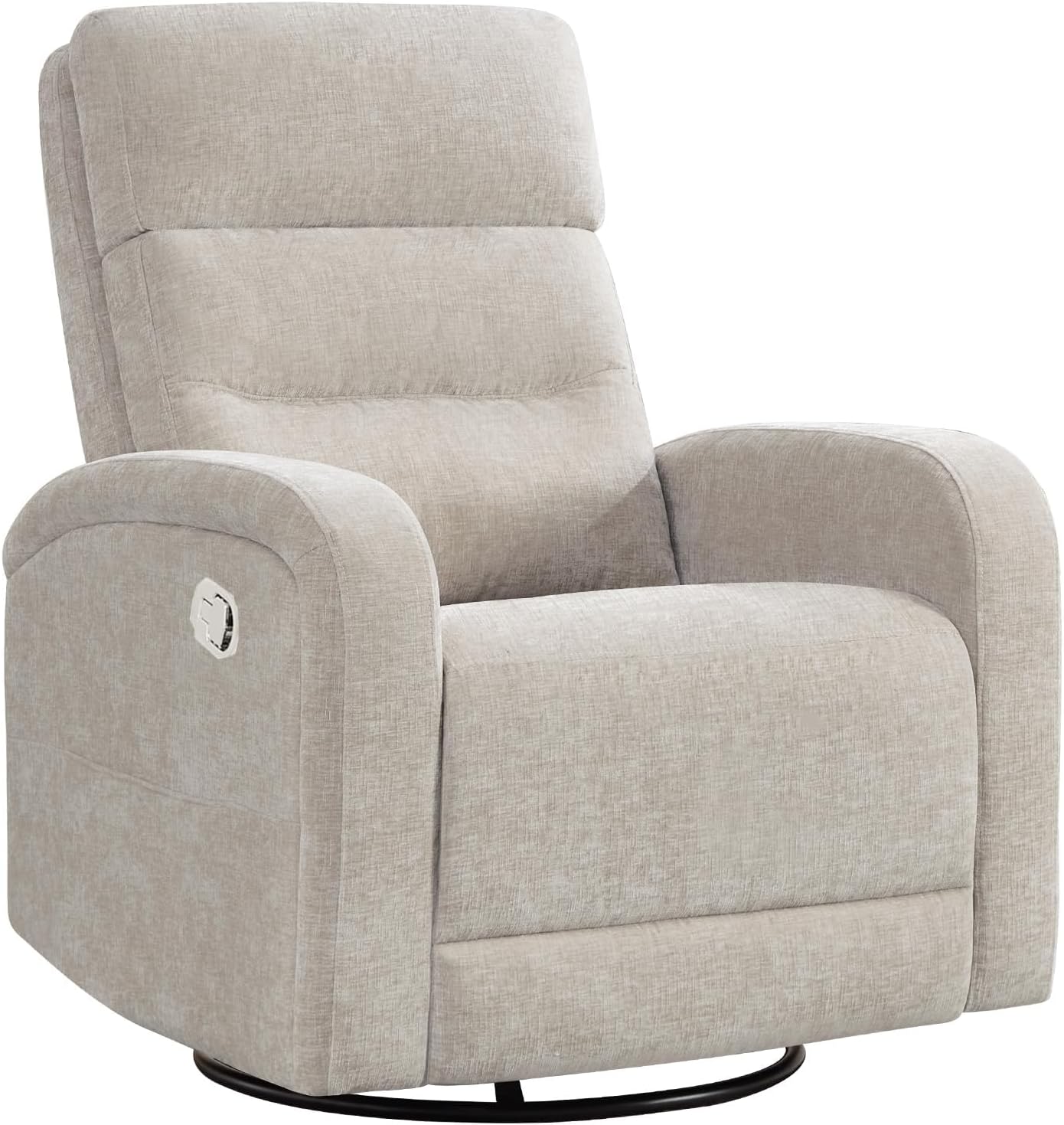 Swivel Rocker Recliner Glider Rocking Chair for Nursery, Manual Swivel Recliner Chair for Living Room, Camel Nursery Rocking Chair Recliner, Chenille Fabric